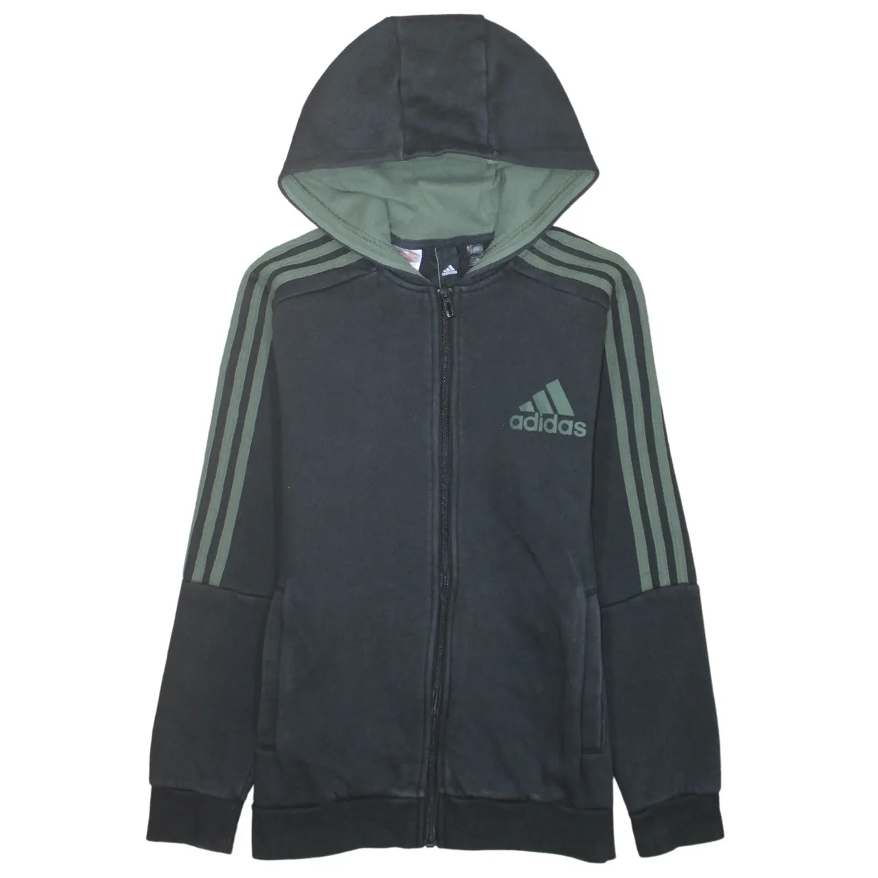 Adidas 90's Striped Sleeve Full Zip Up Hoodie Large Black sold by Vintage Club