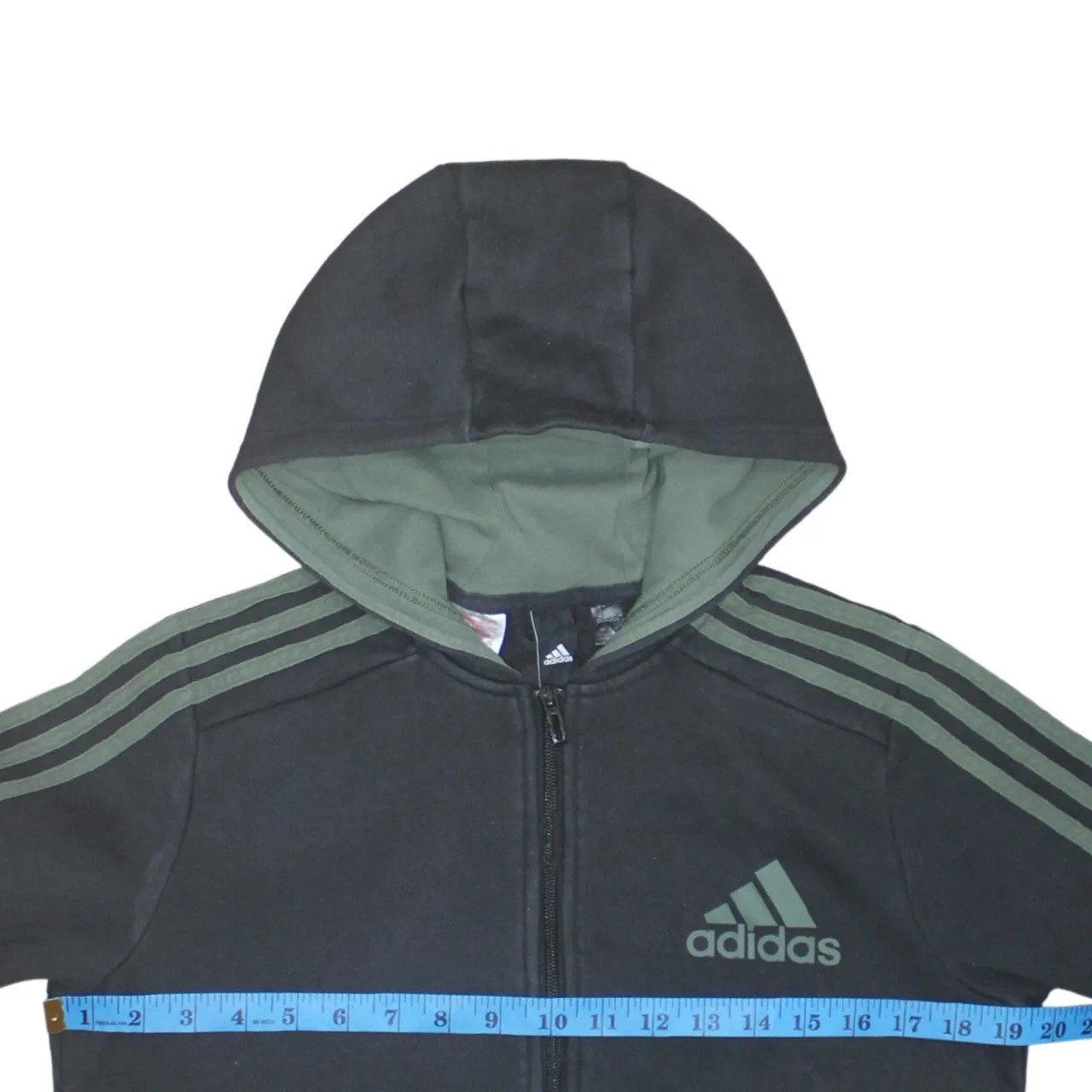 Adidas 90's Striped Sleeve Full Zip Up Hoodie Large Black sold by Vintage Club product image thumbnail 5