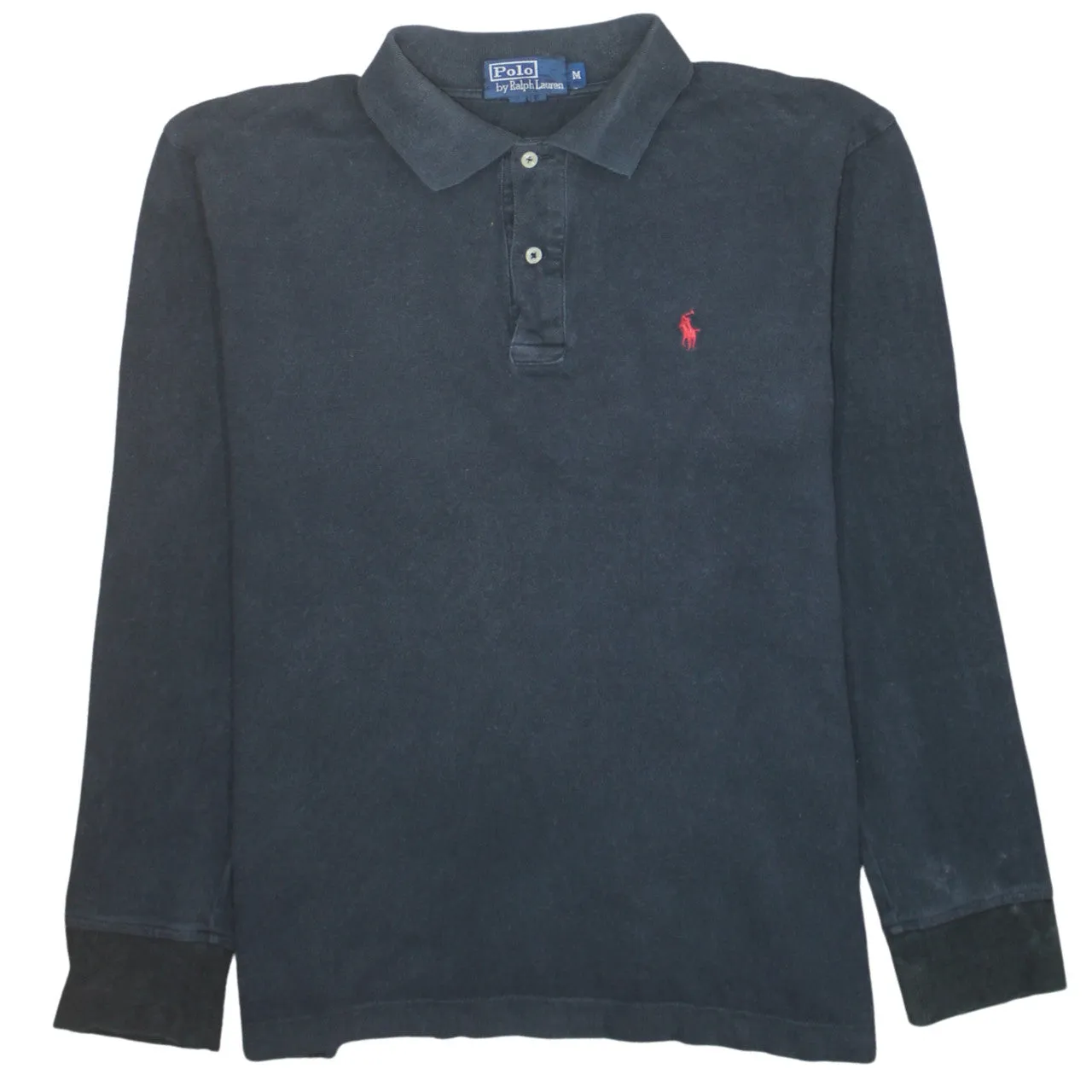 Polo Ralph Lauren 90's Long Sleeve Quarter Button Polo Shirt Medium Black sold by Vintage Club