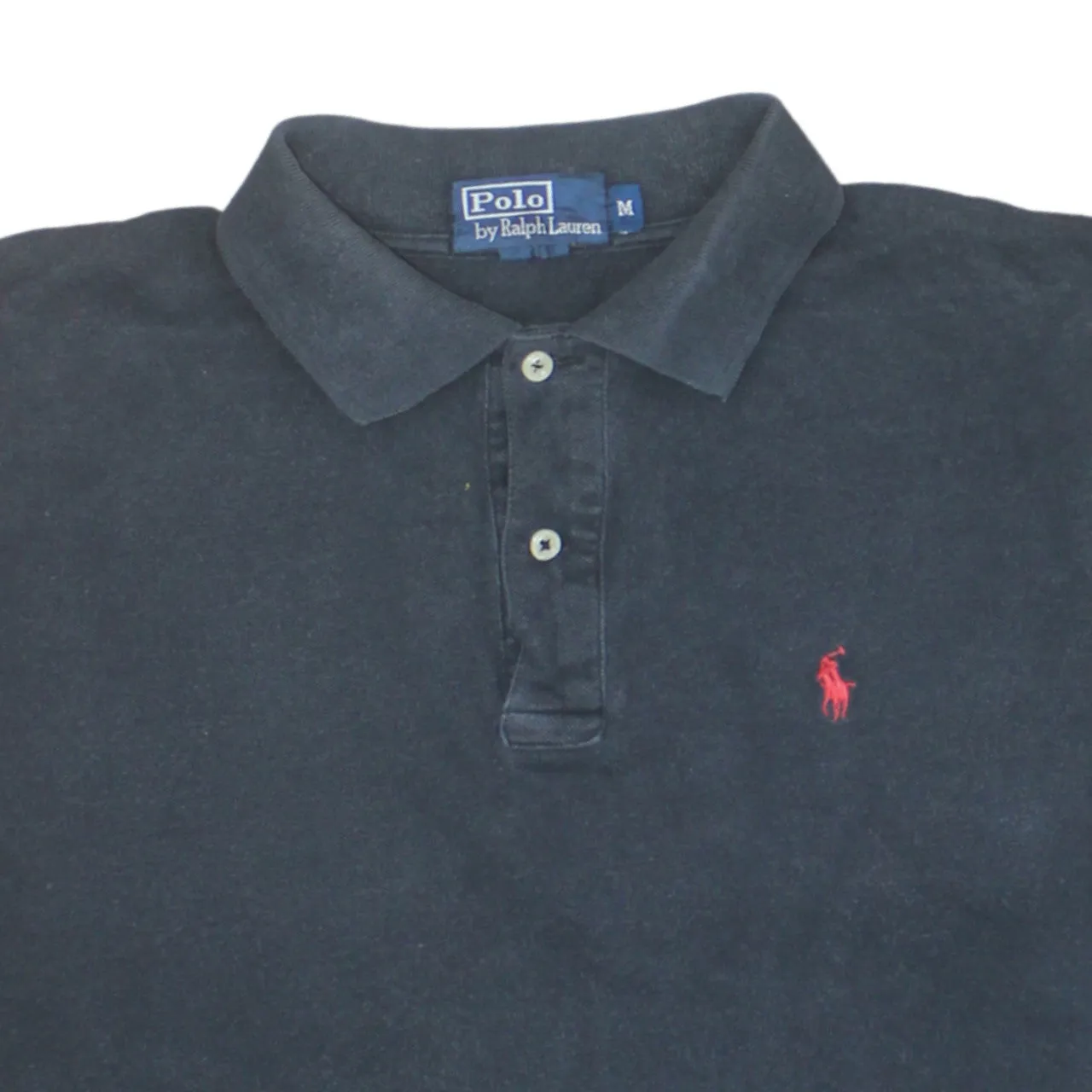 Polo Ralph Lauren 90's Long Sleeve Quarter Button Polo Shirt Medium Black sold by Vintage Club product image thumbnail 3