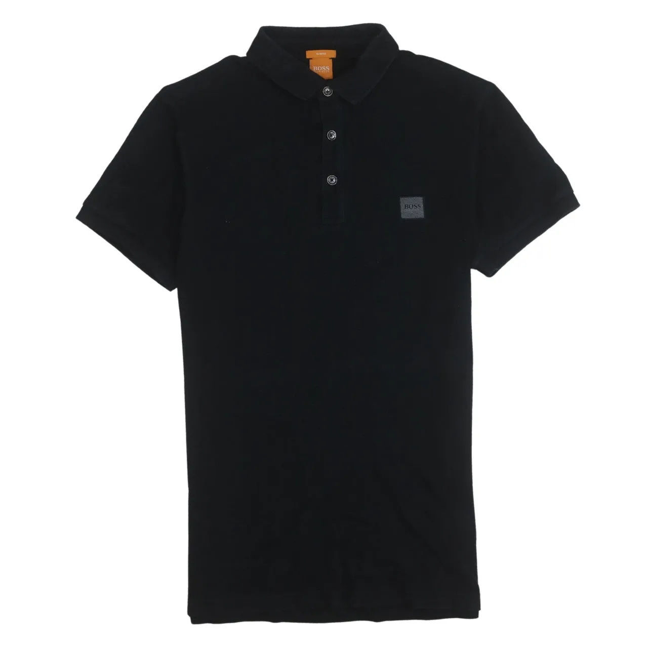 HUGO BOSS 90's Short Sleeves Quarter Button Polo Shirt Medium Black sold by Vintage Club
