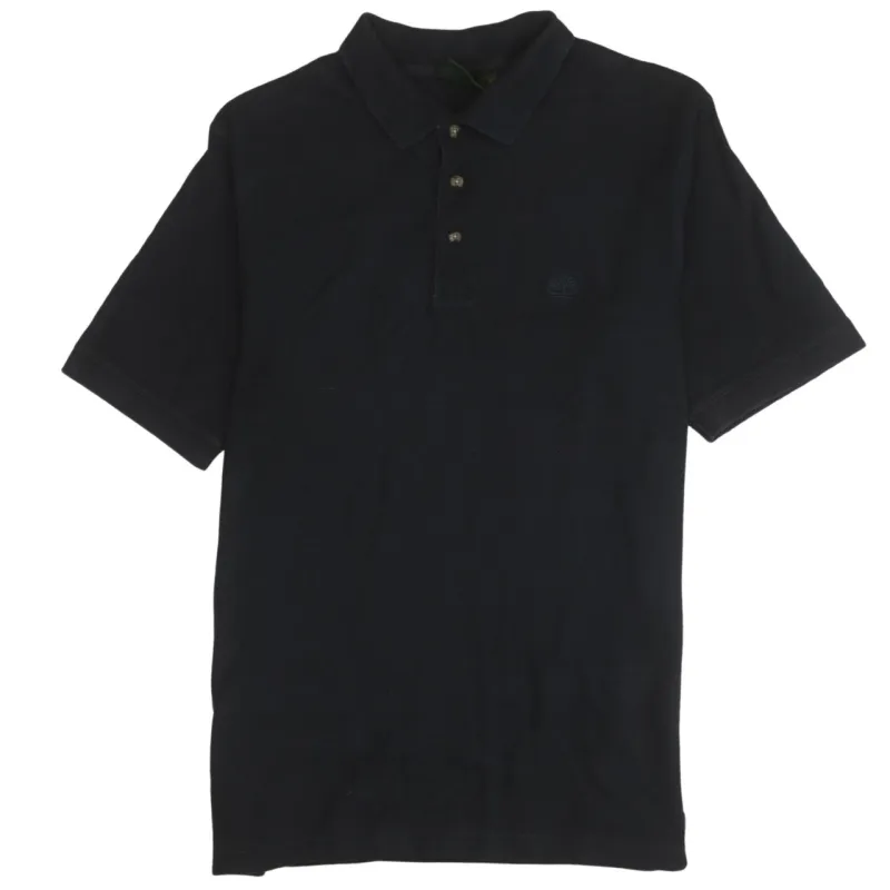 Timberland 90's Short Sleeves Quarter Button Polo Shirt Medium Black sold by Vintage Club