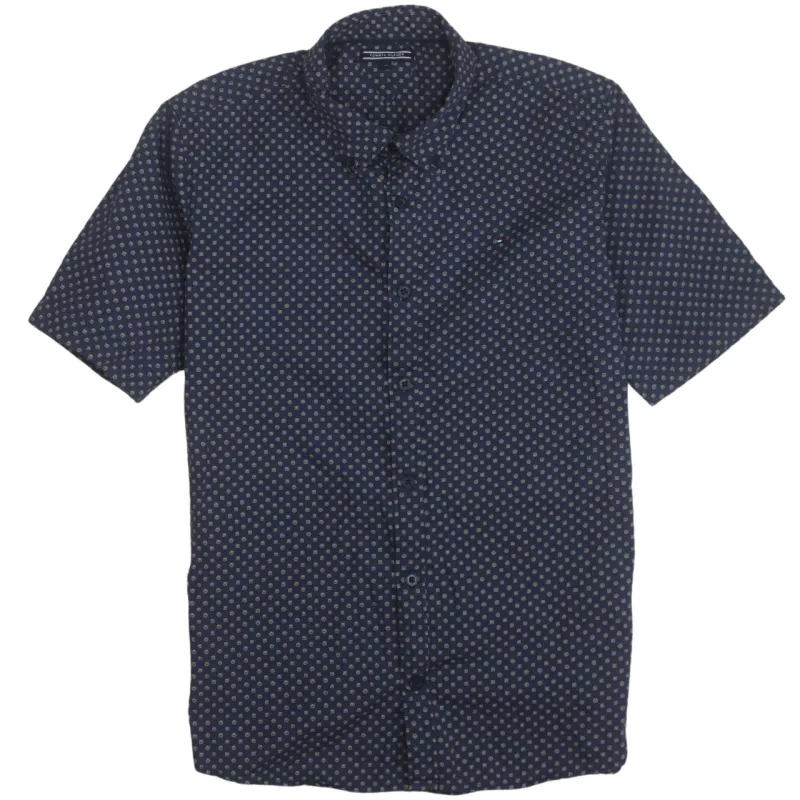 Tommy Hilfiger 90's Short Sleeves Button Up T Shirt Small  Navy Blue sold by Vintage Club