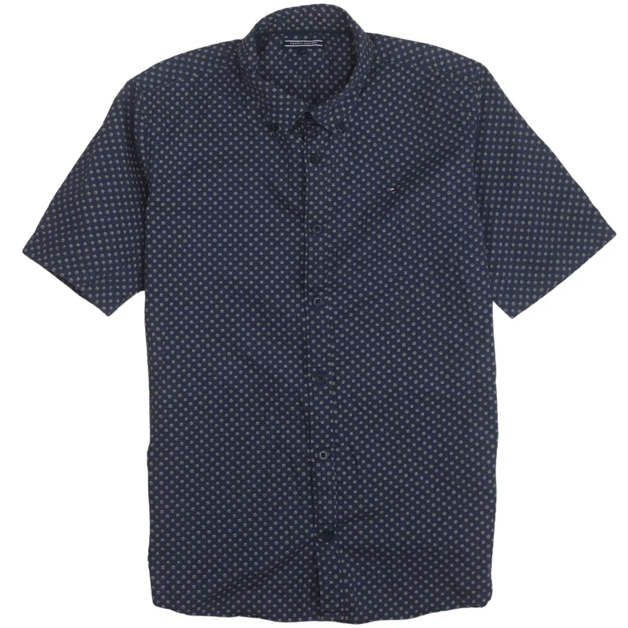 Tommy Hilfiger 90's Short Sleeves Button Up T Shirt Small Navy Blue sold by Vintage Club