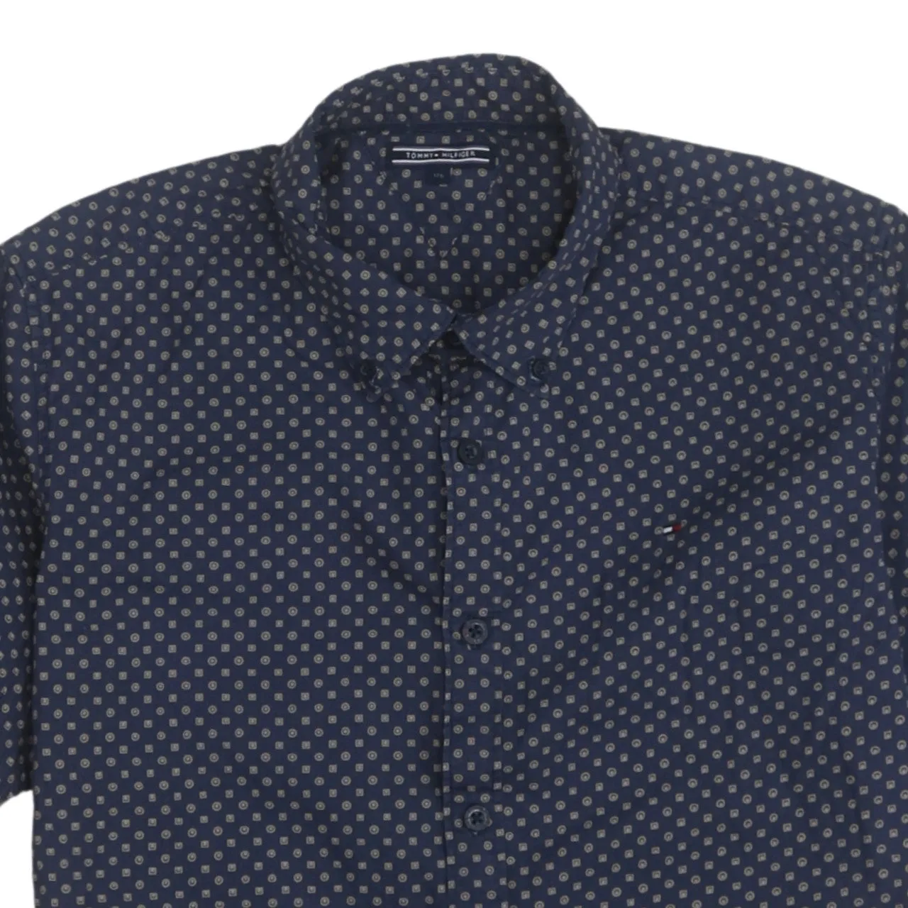 Tommy Hilfiger 90's Short Sleeves Button Up T Shirt Small Navy Blue sold by Vintage Club product image thumbnail 3