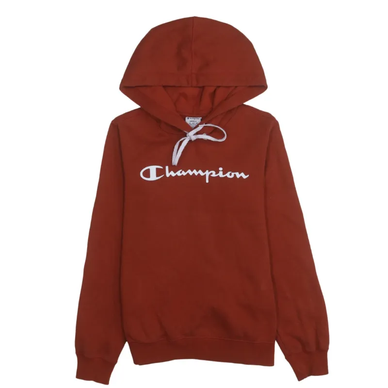 Champion 90's Spellout Pullover Hoodie Small Orange made by Champion