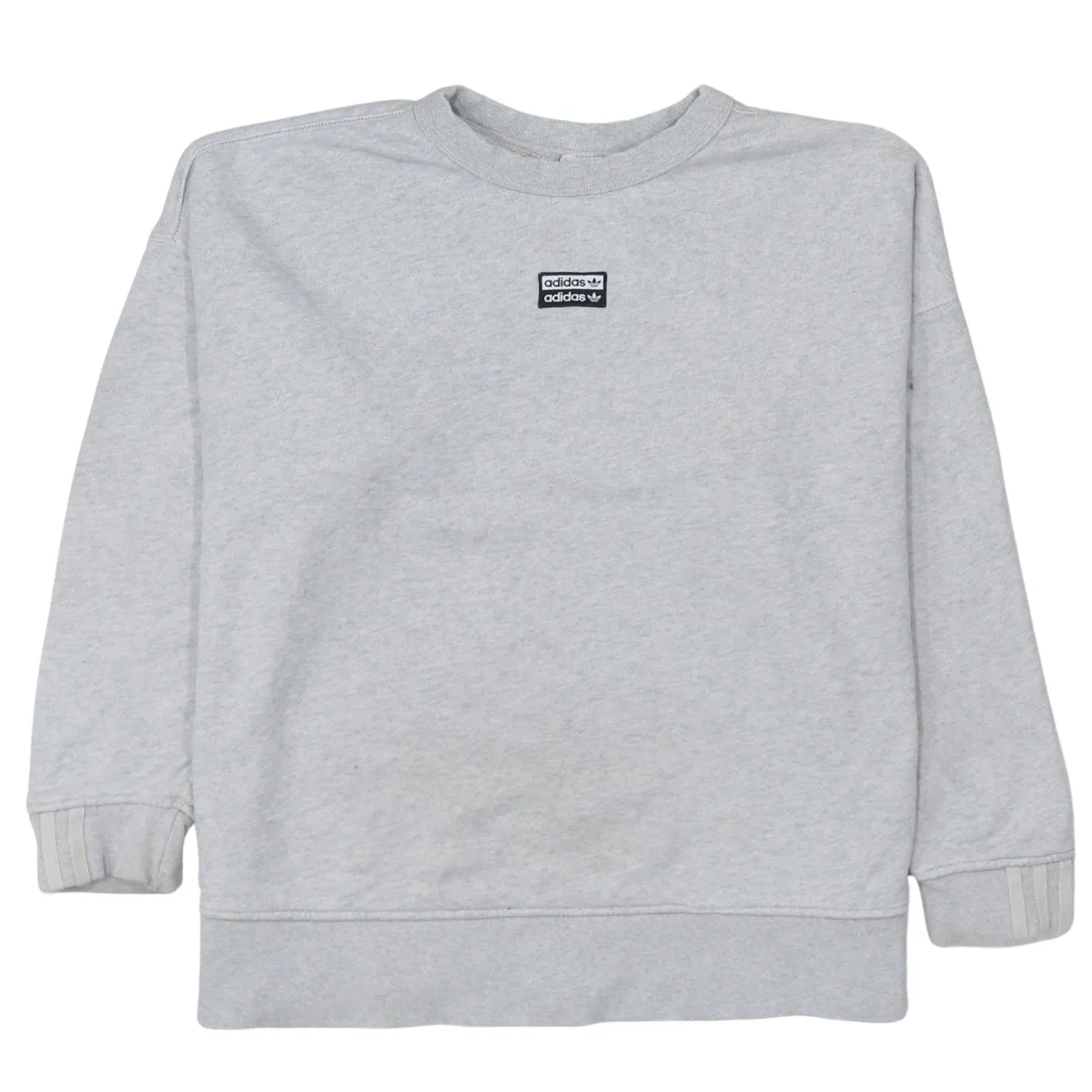 Adidas 90's 3 Stripes Cuff Crew Neck Sweatshirt Large Grey sold by Vintage Club