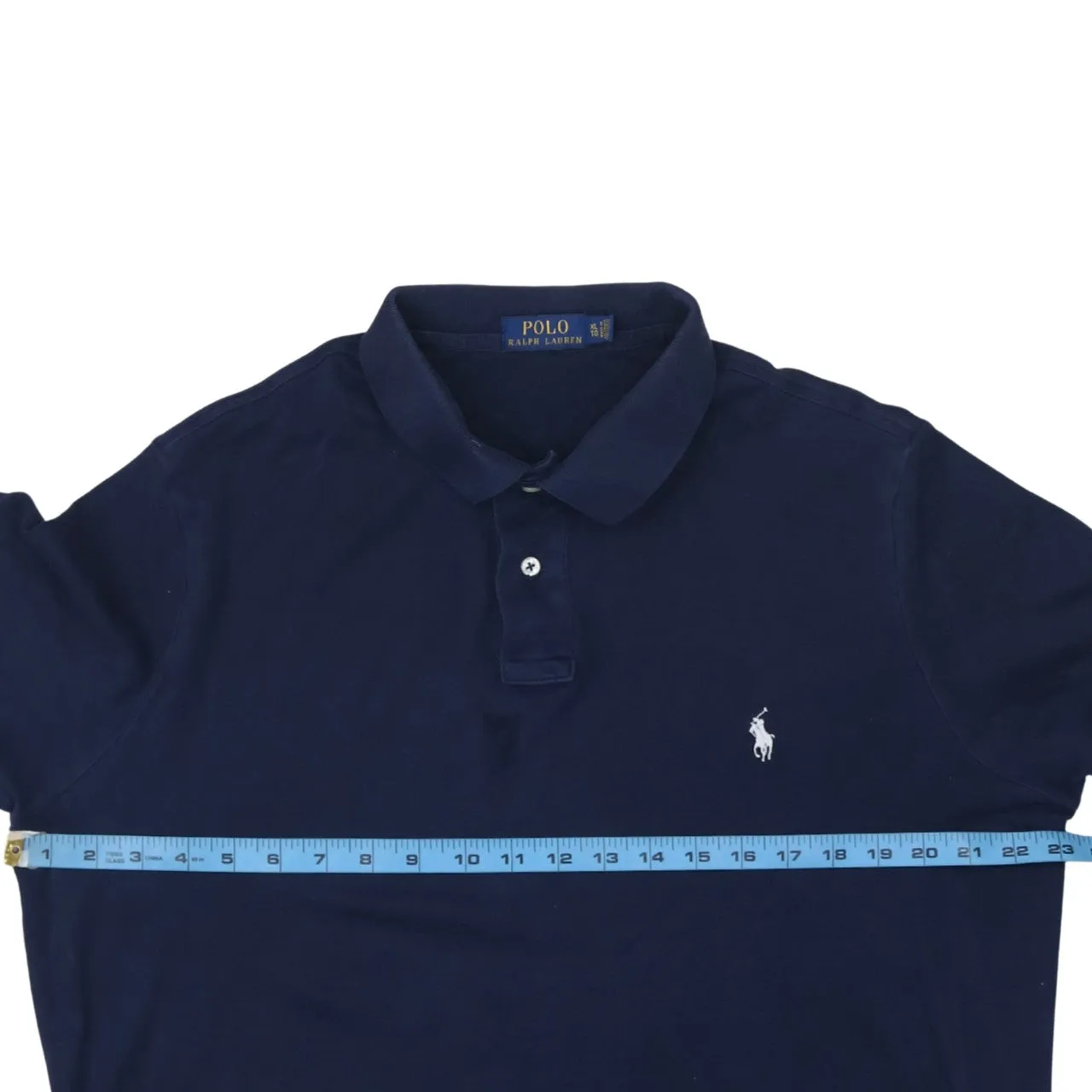 Polo Ralph Lauren 90's Short Sleeves Quarter Button Polo Shirt XLarge Navy Blue sold by Vintage Club product image thumbnail 5