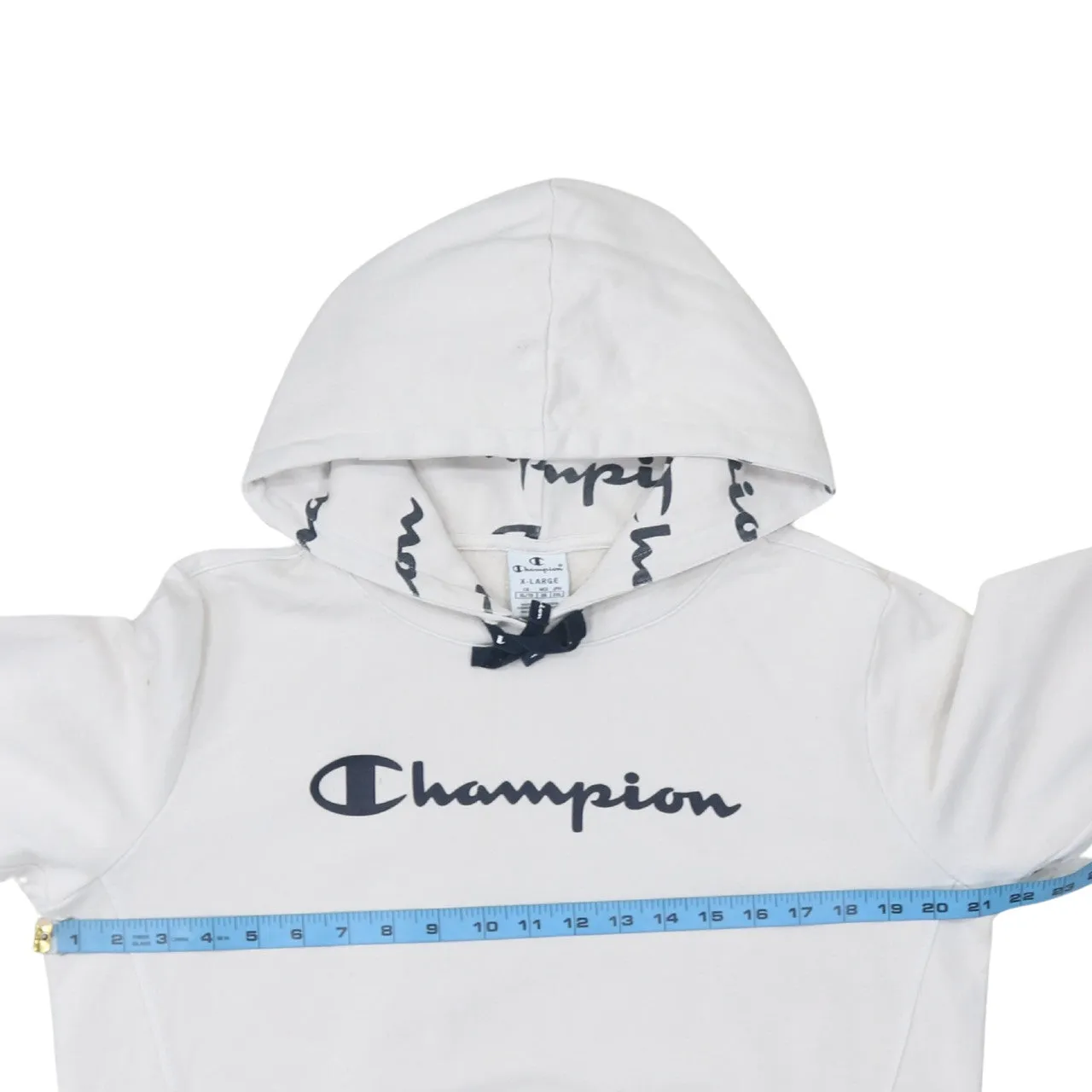 Champion 90's Spellout Pullover Hoodie XLarge White sold by Vintage Club product image thumbnail 5