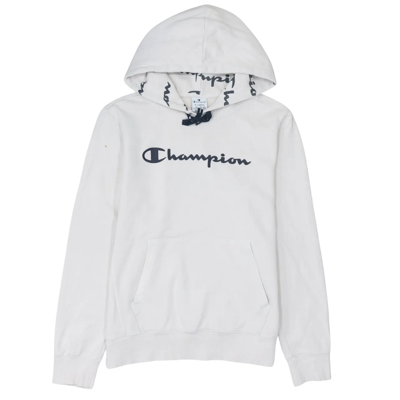 Champion 90's Spellout Pullover Hoodie XLarge White sold by Vintage Club