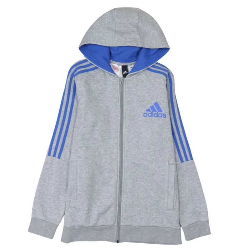 Adidas 90's Striped Sleeve Full Zip Up Hoodie Large Grey sold by Vintage Club