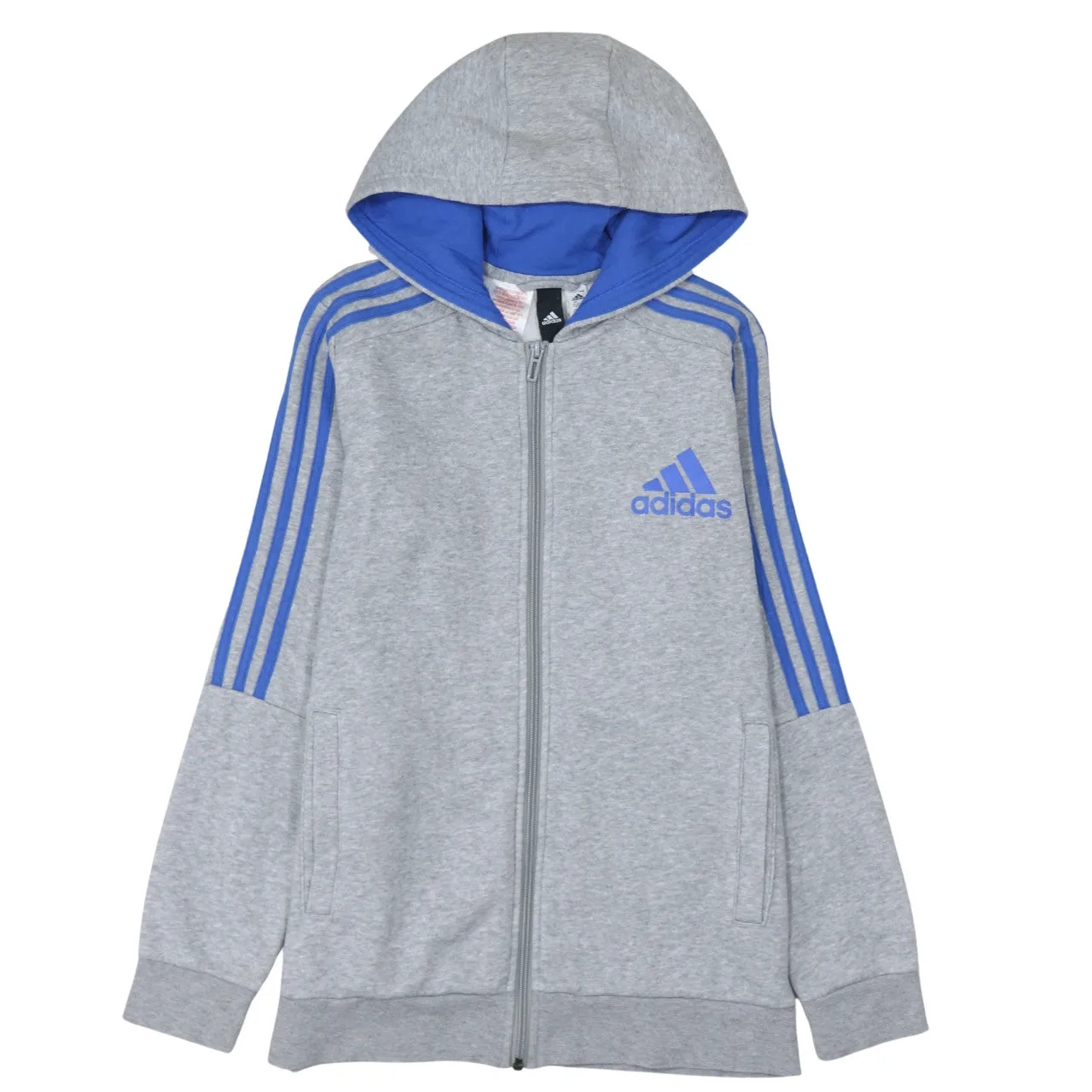 Adidas 90's Striped Sleeve Full Zip Up Hoodie Large Grey sold by Vintage Club