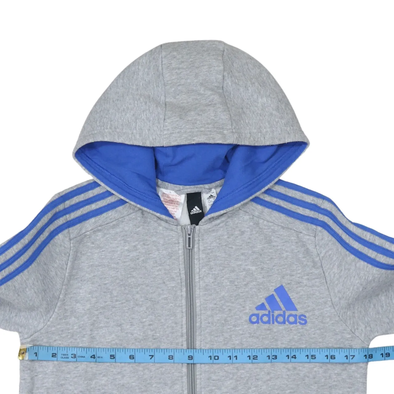 Adidas 90's Striped Sleeve Full Zip Up Hoodie Large Grey sold by Vintage Club product image thumbnail 5