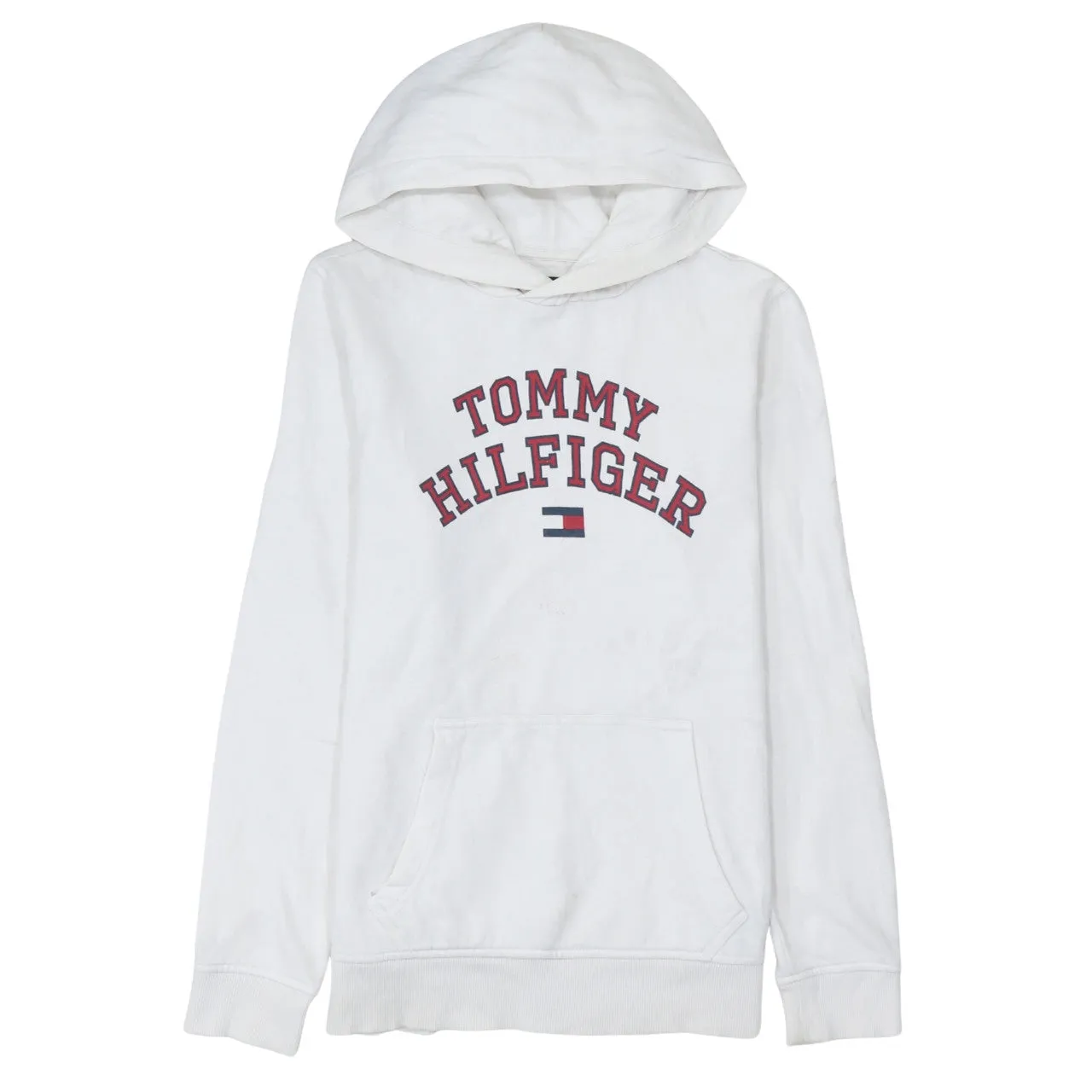 Tommy Hilfiger 90's Spellout Pullover Hoodie Small White sold by Vintage Club