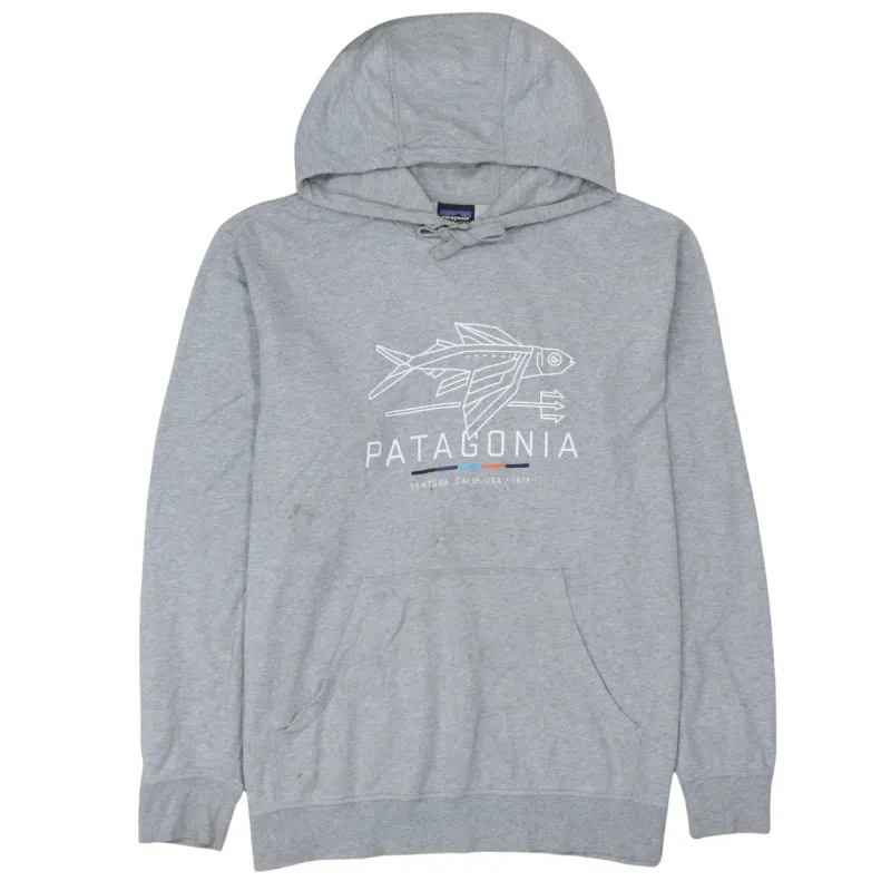 Patagonia 90's Spellout Pullover Hoodie Large Grey sold by Vintage Club