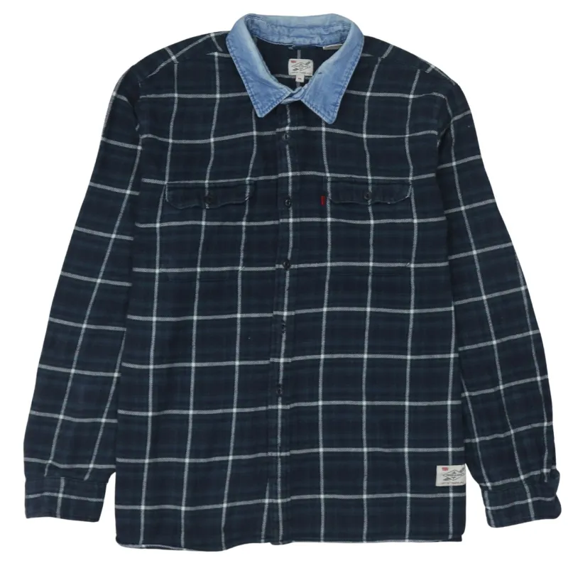 Levi's 90's Long Sleeve Button Up Shirt XXLarge (2XL) Navy Blue made by Levi's