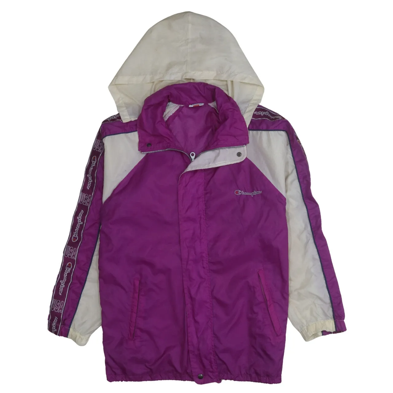 Champion 90's Hooded Full Zip Up Windbreaker Medium Purple sold by Vintage Club