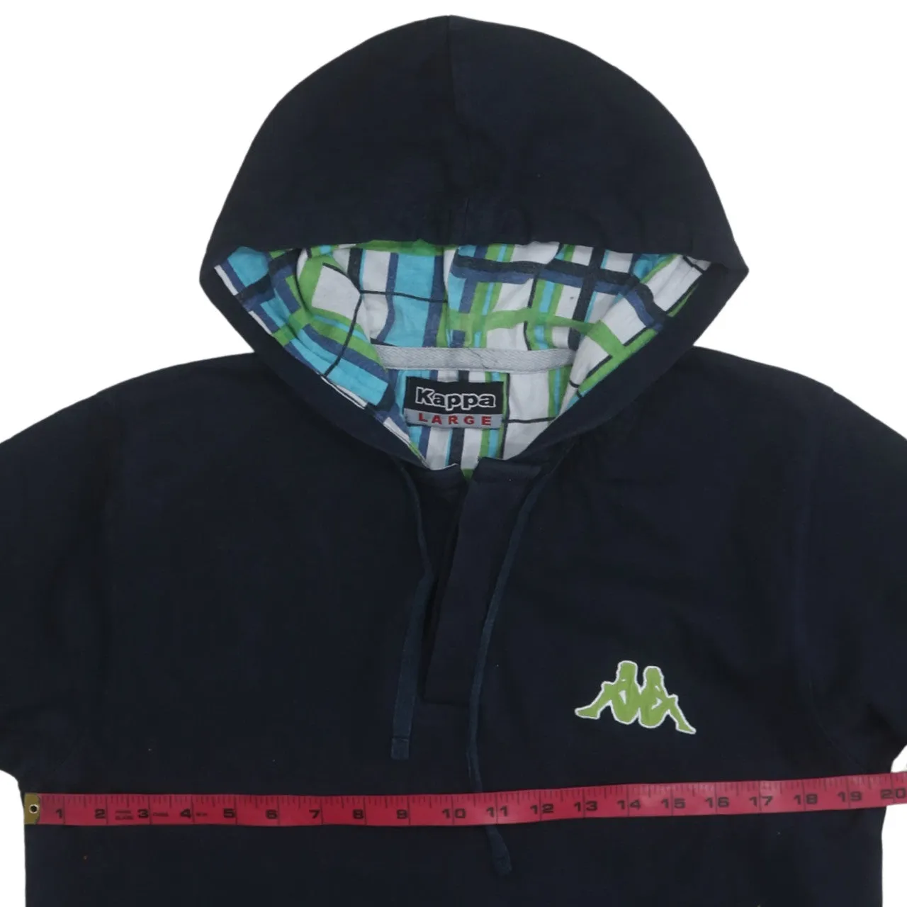 Kappa 90's Drawstring Pockets Quarter Button Hoodie Large Black sold by Vintage Club product image thumbnail 5