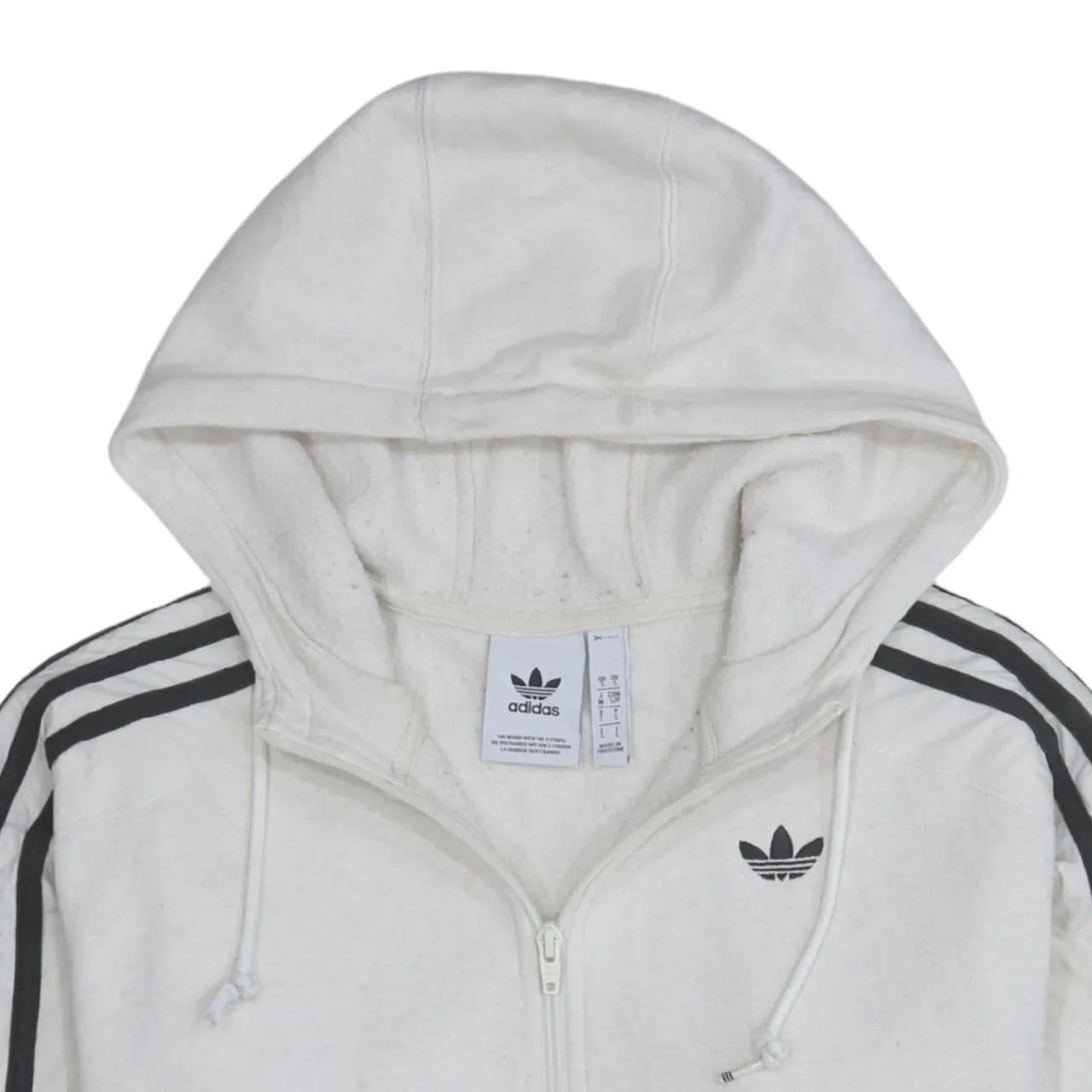 Adidas 90's Striped Sleeve Quarter Zip Hoodie Small White sold by Vintage Club product image thumbnail 3