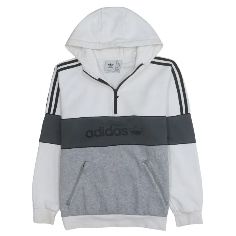 Adidas 90's Spellout Quarter Zip Hoodie Medium Grey sold by Vintage Club