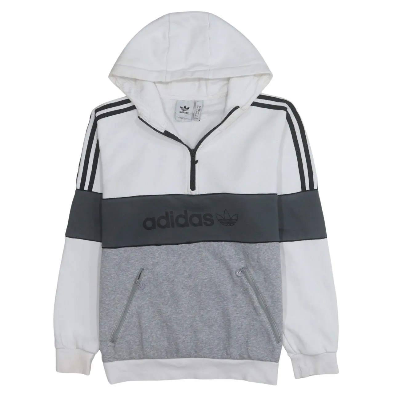 Adidas 90's Spellout Quarter Zip Hoodie Medium Grey sold by Vintage Club