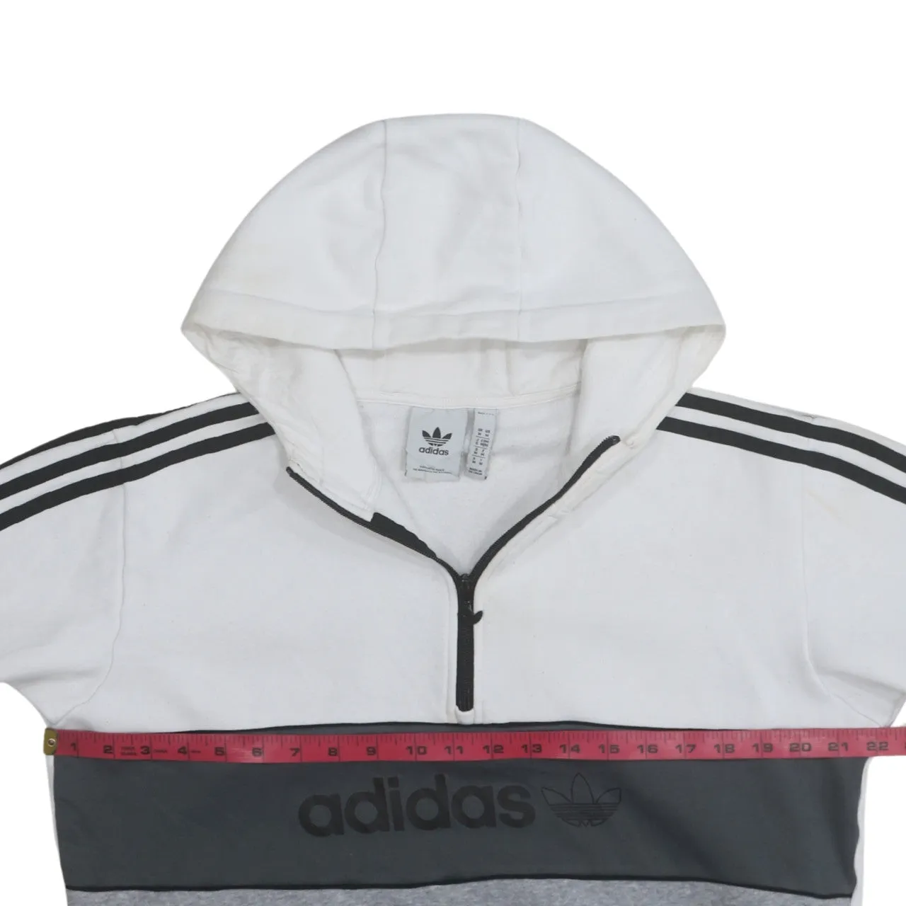Adidas 90's Spellout Quarter Zip Hoodie Medium Grey sold by Vintage Club product image thumbnail 5