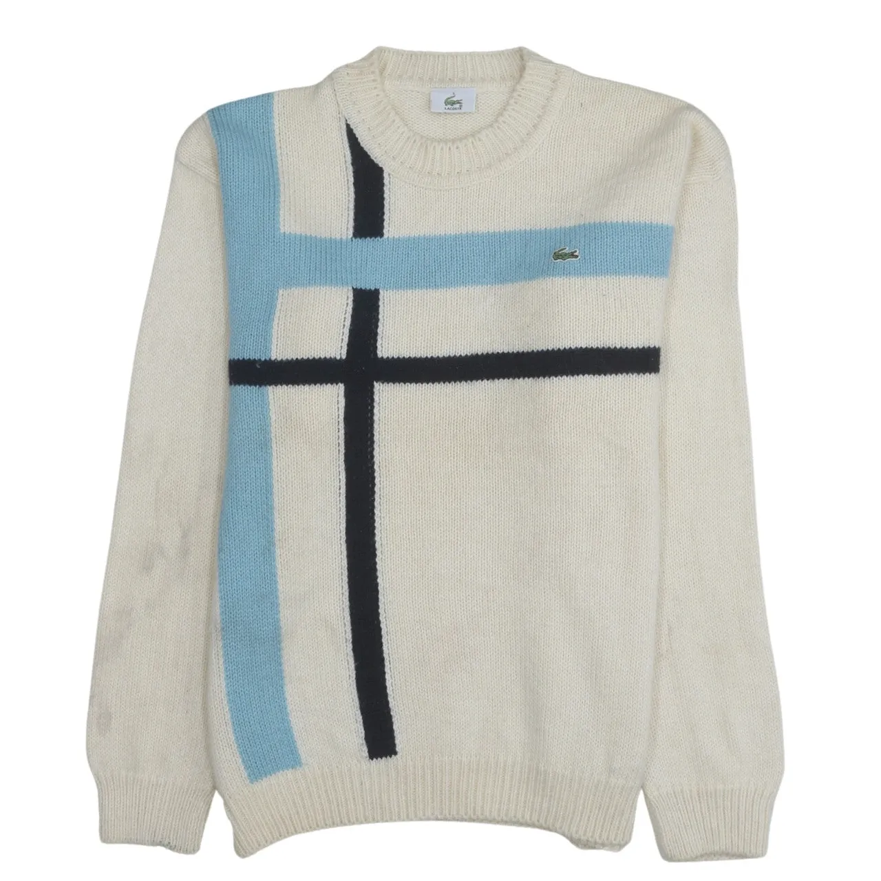 Lacoste 90's Lightweight Crew Neck Sweatshirt Large Beige Cream sold by Vintage Club