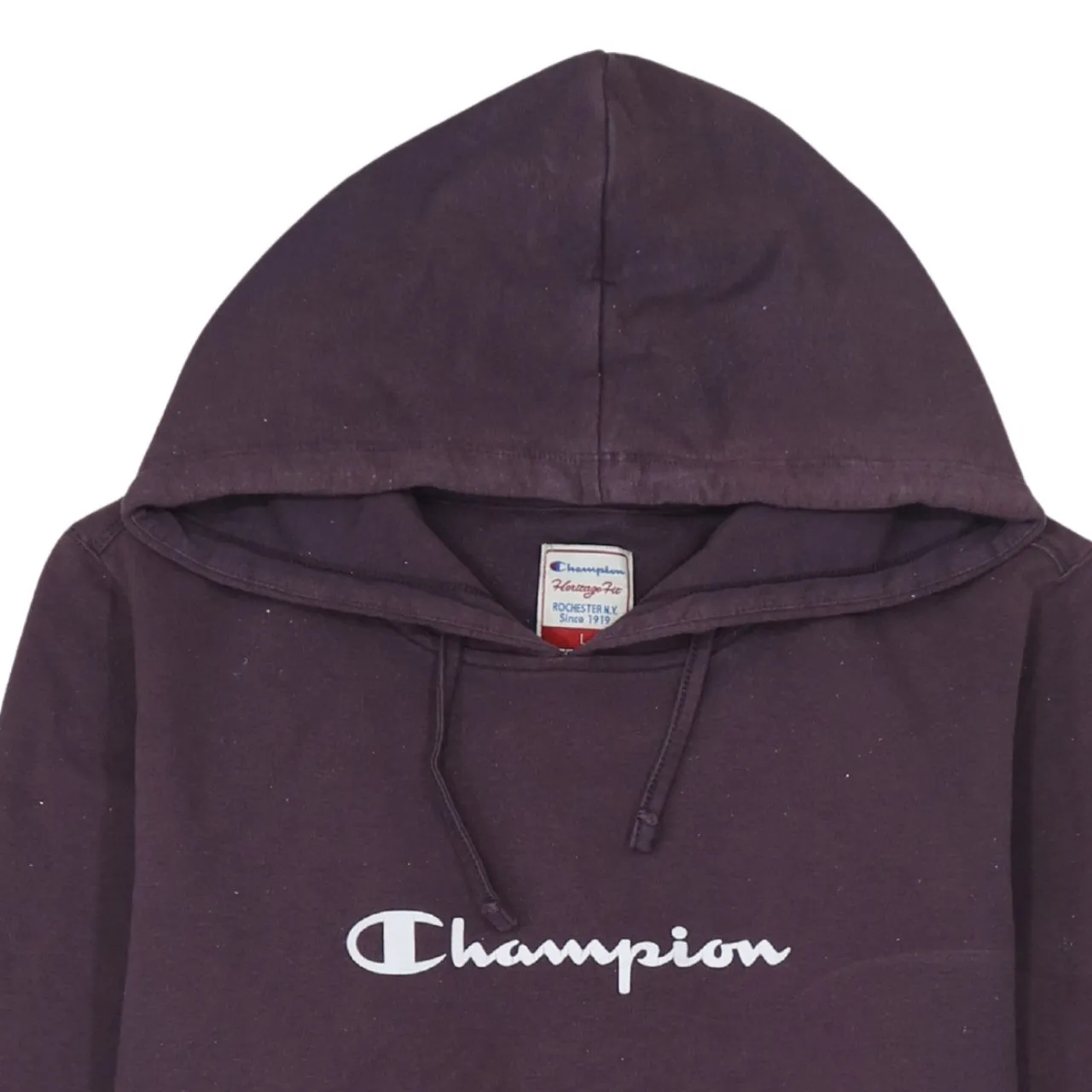 Champion 90's Spellout Pullover Hoodie Large Burgundy Red sold by Vintage Club product image thumbnail 3