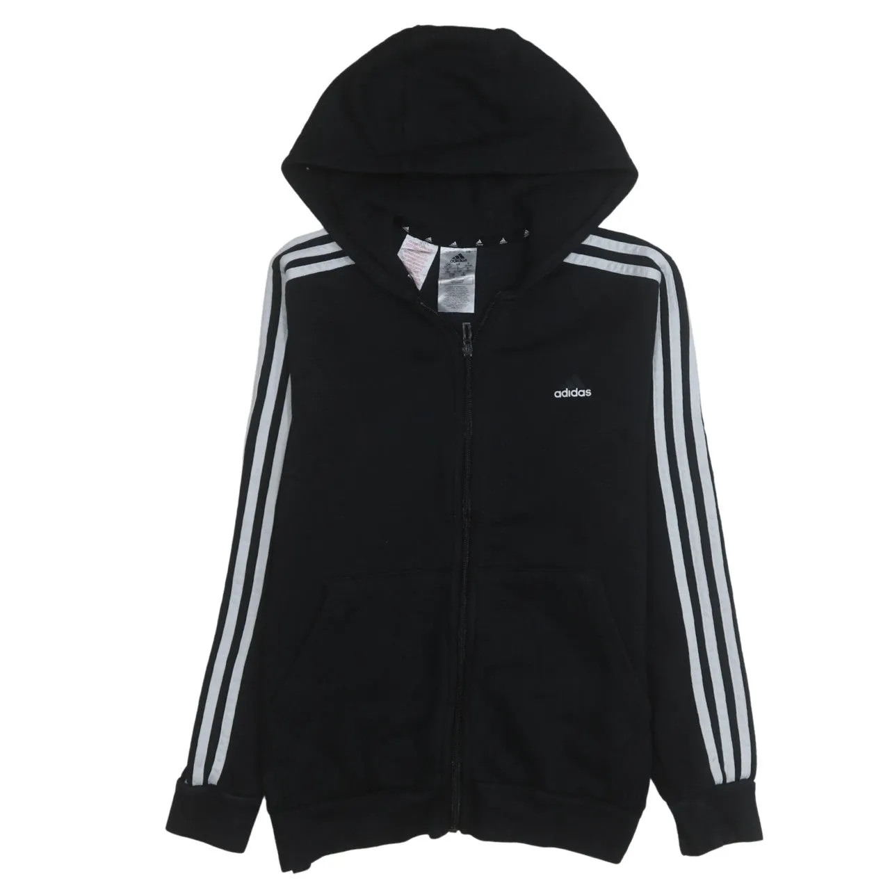 Adidas 90's Striped Sleeve Full Zip Up Hoodie Large Black sold by Vintage Club