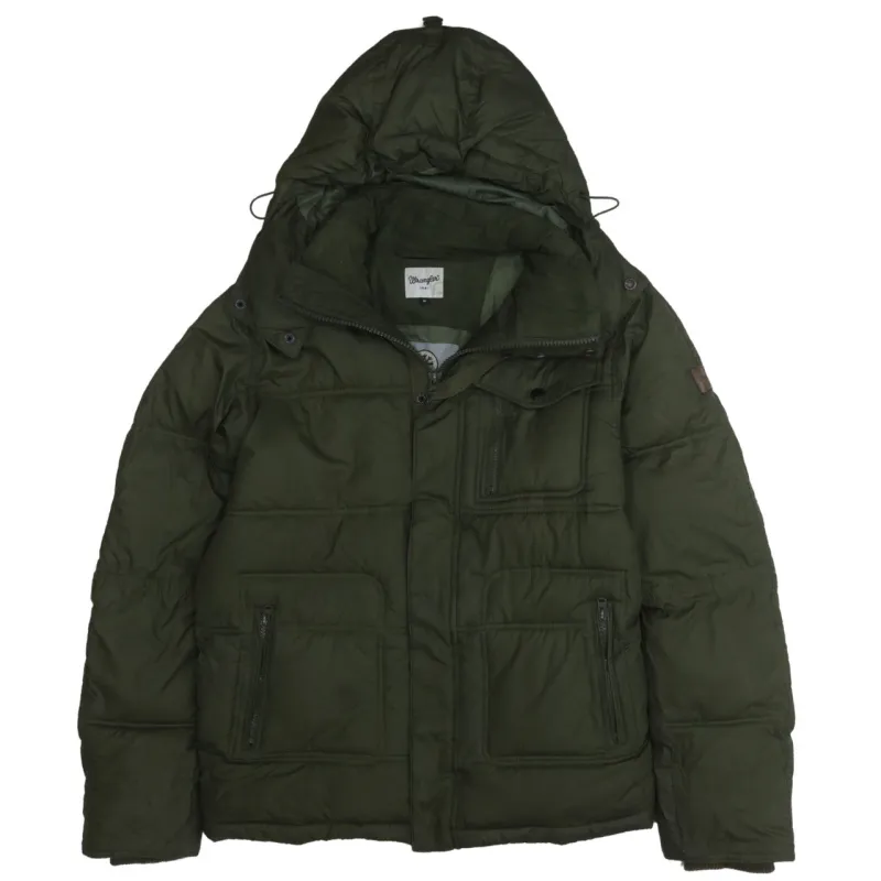 Wrangler 90's Hooded Full Zip Up Windbreaker Medium Green made by Wrangler