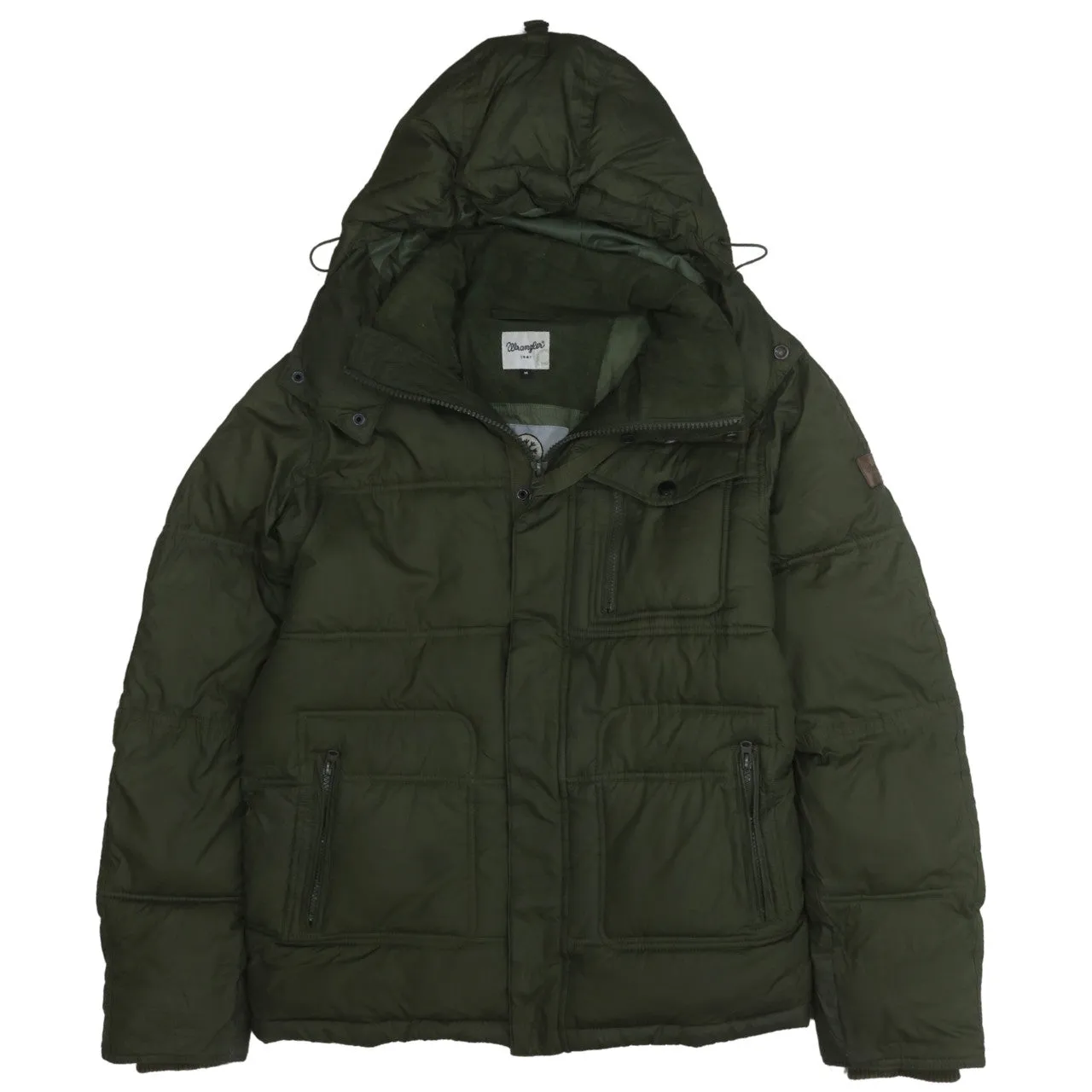 Wrangler 90's Hooded Full Zip Up Windbreaker Medium Green sold by Vintage Club