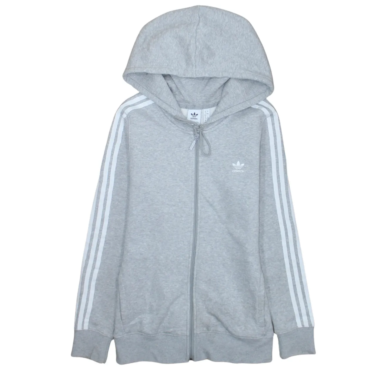 Adidas 90's Striped Sleeve Full Zip Up Hoodie Small Grey sold by Vintage Club