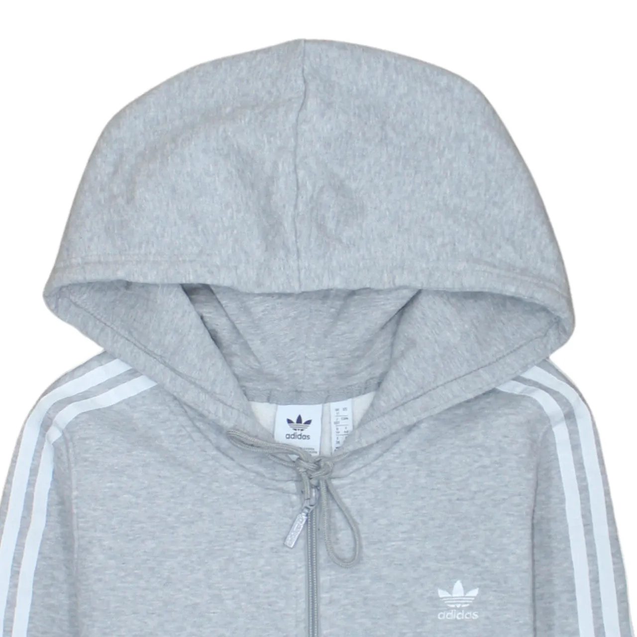 Adidas 90's Striped Sleeve Full Zip Up Hoodie Small Grey sold by Vintage Club product image thumbnail 3