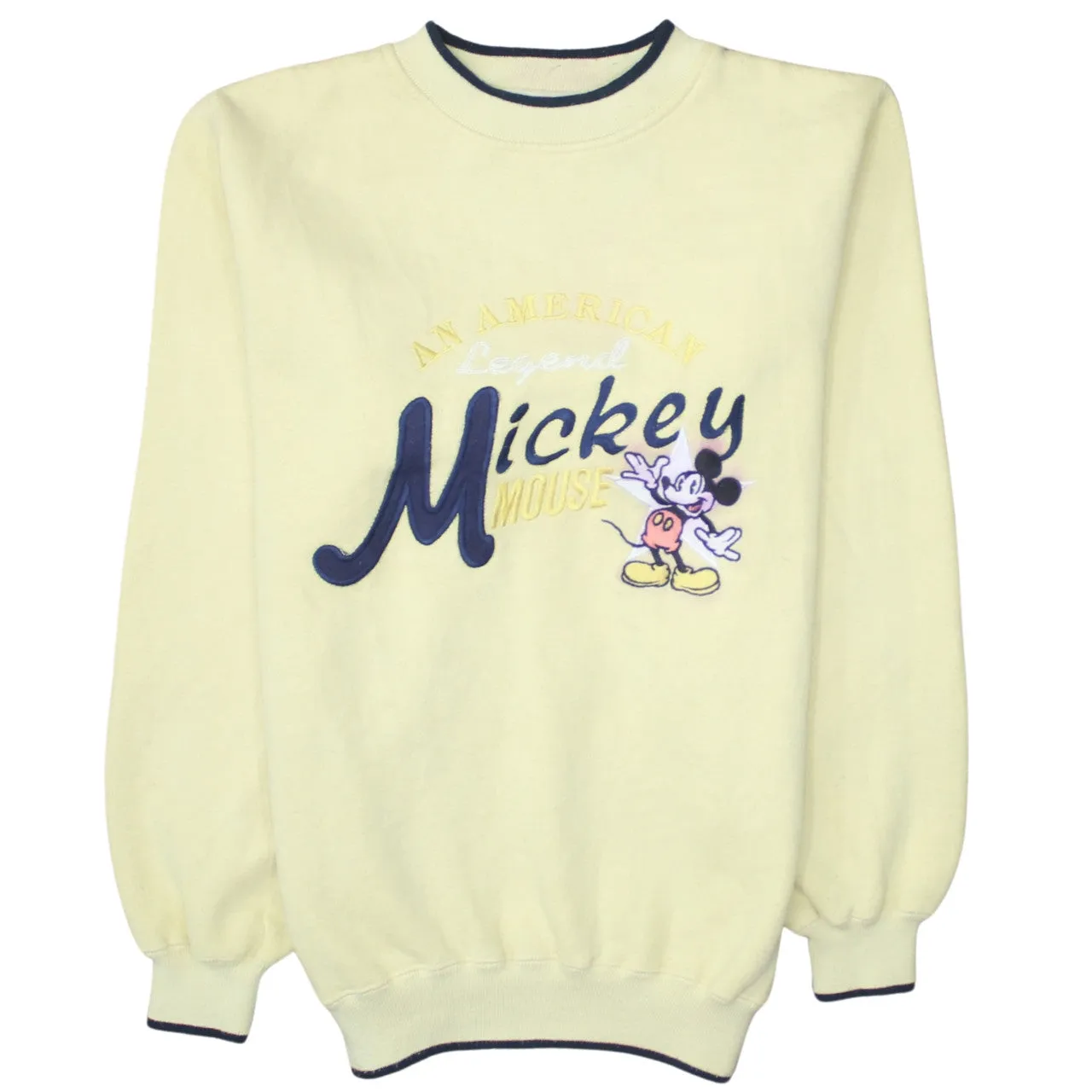 Disney 90's Mickey Mouse Crew Neck Sweatshirt Medium Yellow sold by Vintage Club