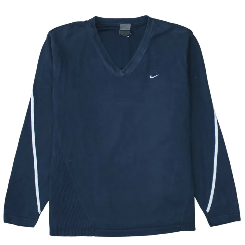 Nike 90's Swoosh V Neck Sweatshirt Medium Navy Blue sold by Vintage Club