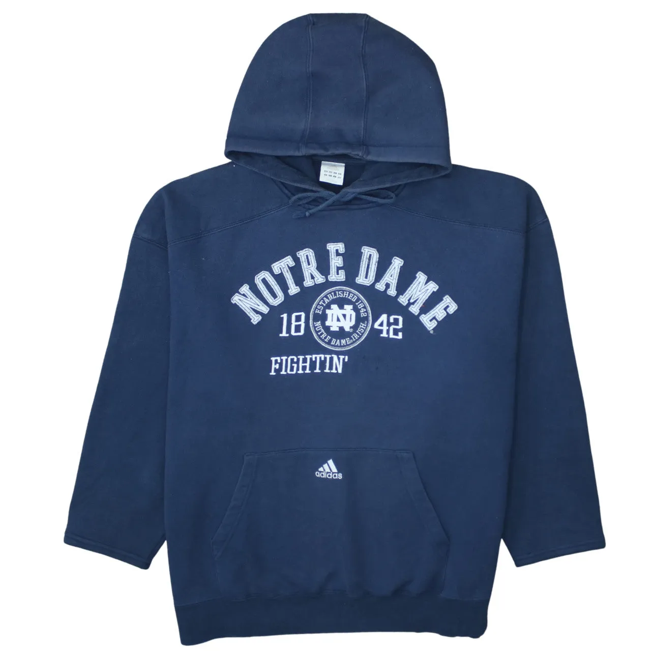 Adidas 90's Notre Dame Pullover Hoodie XLarge Navy Blue sold by Vintage Club