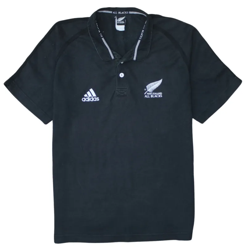 Adidas 90's Short Sleeves Quarter Button Polo Shirt Medium  Black sold by Vintage Club