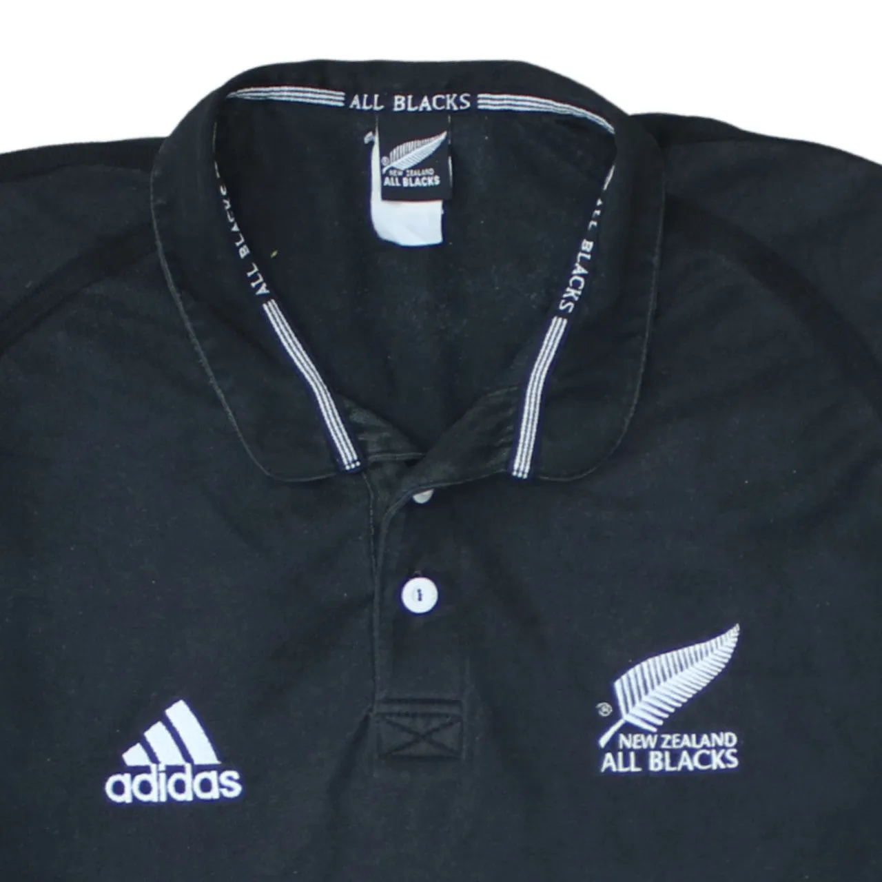 Adidas 90's Short Sleeves Quarter Button Polo Shirt Medium Black sold by Vintage Club product image thumbnail 3