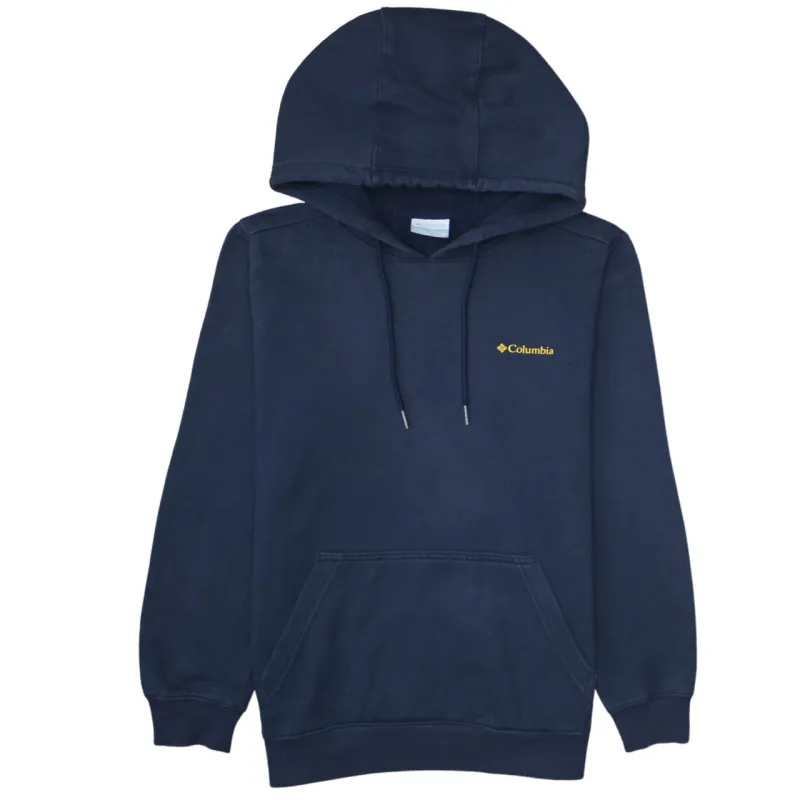 Columbia 90's Drawstring Pockets Pullover Hoodie Medium Navy Blue made by Columbia
