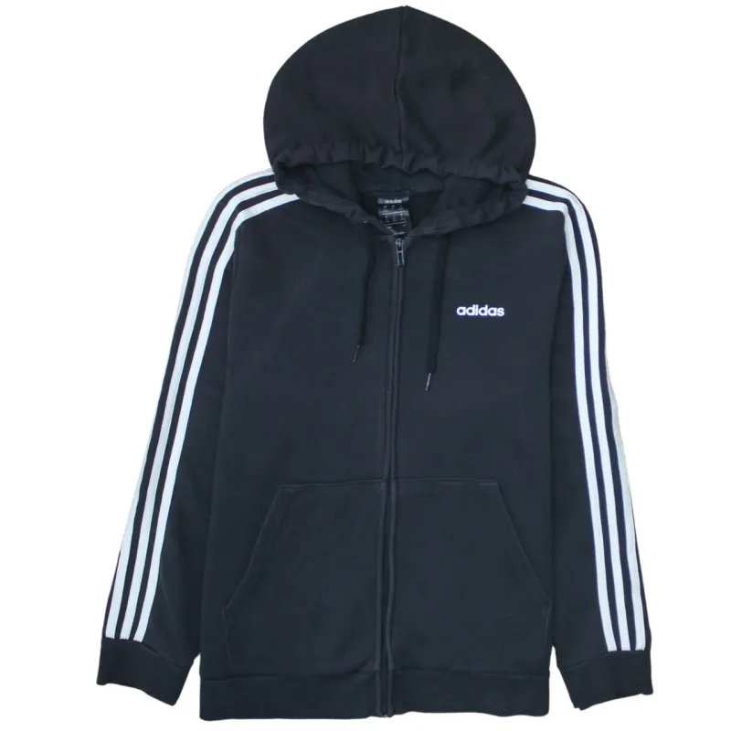 Adidas 90's Striped Sleeve Full Zip Up Hoodie XLarge Black sold by Vintage Club