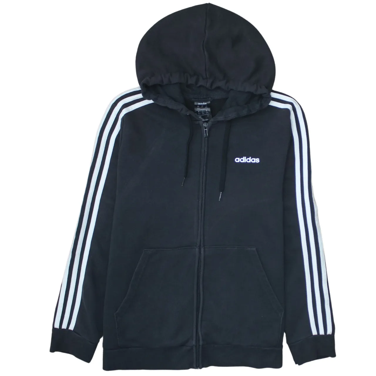Adidas 90's Striped Sleeve Full Zip Up Hoodie XLarge Black sold by Vintage Club