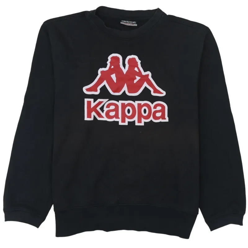 Kappa Black Sweatshirt Men's Medium Printed Big Logo Crewneck Pullover Jumper Top sold by Vintage Club