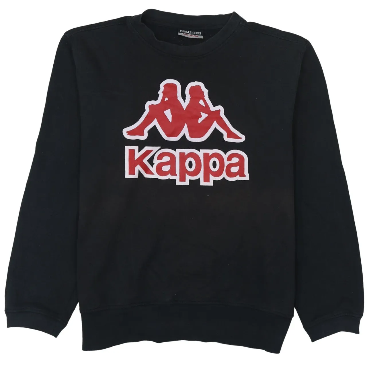 Kappa Black Sweatshirt Men's Medium Printed Big Logo Crewneck Pullover Jumper Top sold by Vintage Club