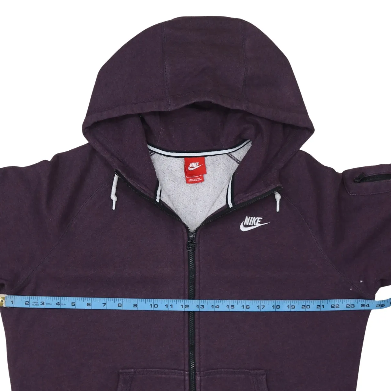 Nike 90's Swoosh Full Zip Up Hoodie Large Burgundy Red sold by Vintage Club product image thumbnail 5