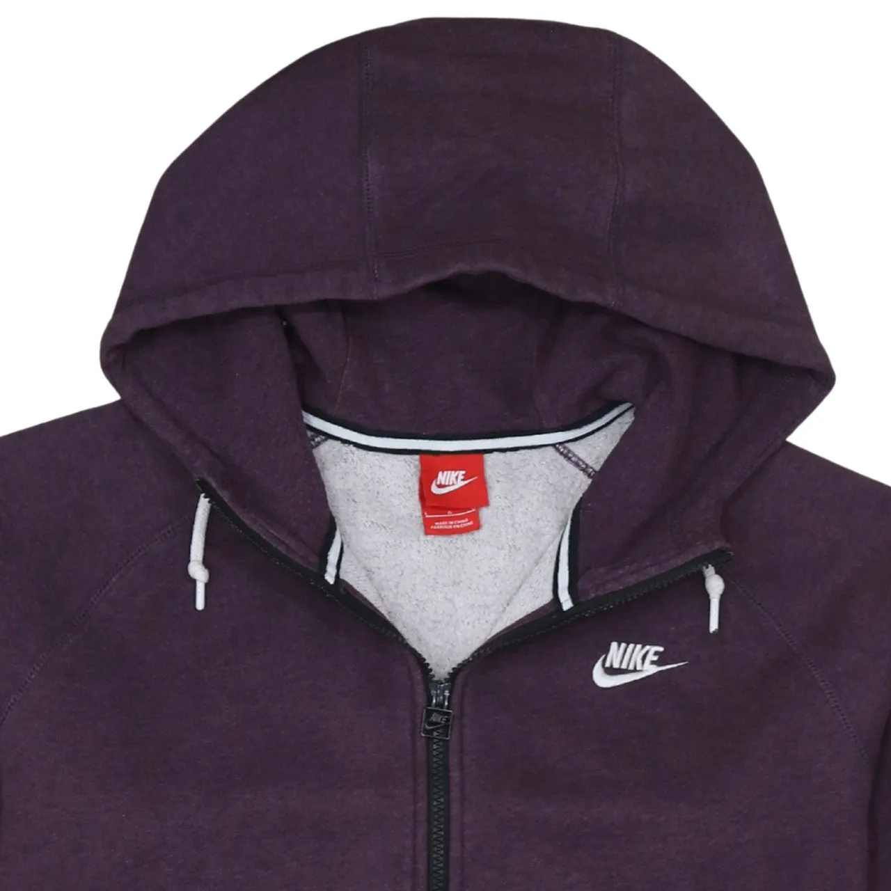 Nike 90's Swoosh Full Zip Up Hoodie Large Burgundy Red sold by Vintage Club product image thumbnail 3