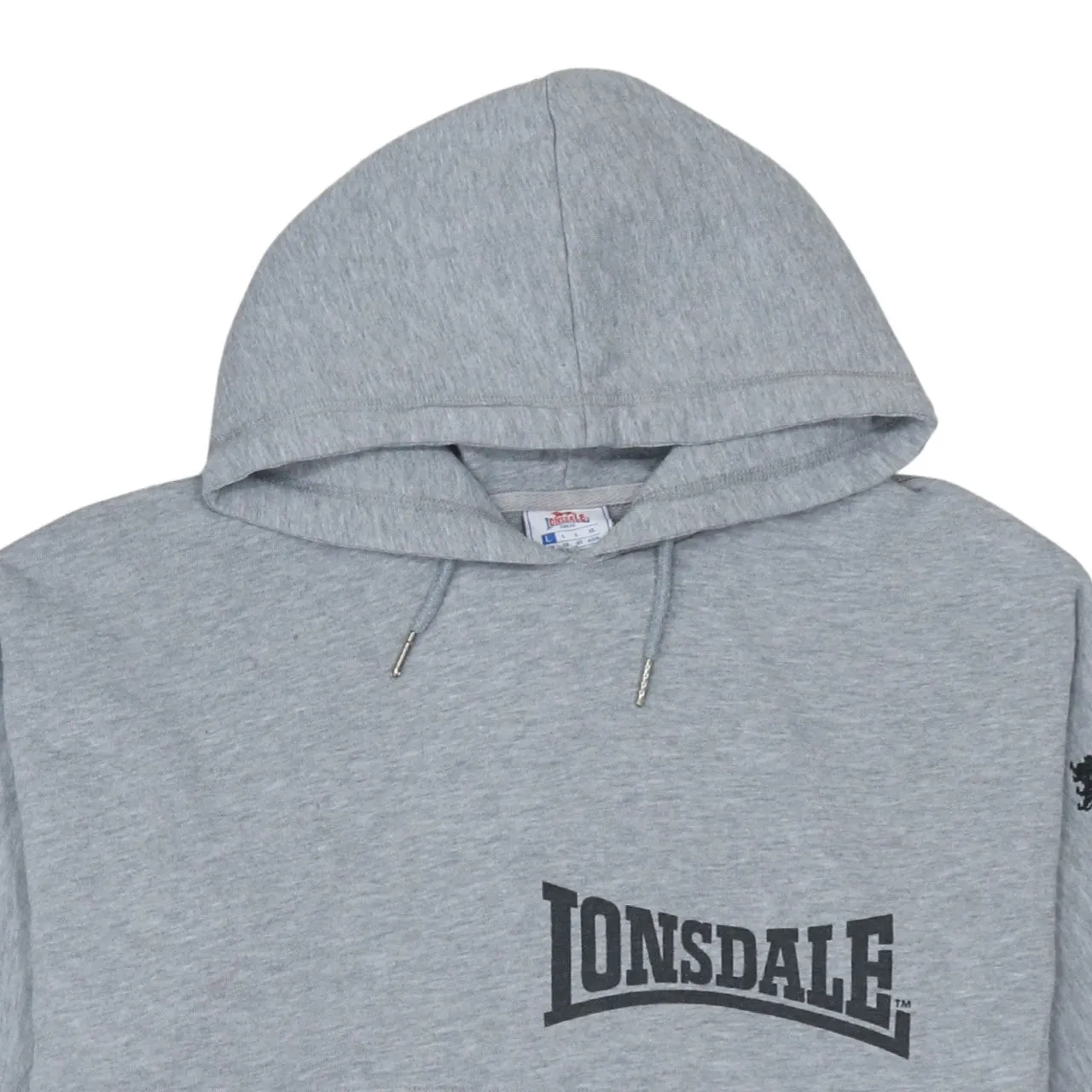 Lonsdale London 90's Drawstring Pockets Pullover Hoodie Large Grey sold by Vintage Club product image thumbnail 3