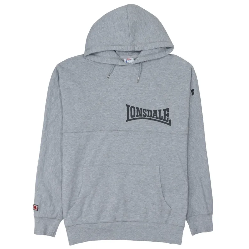 Lonsdale London 90's Drawstring Pockets Pullover Hoodie Large Grey made by Vintage Club