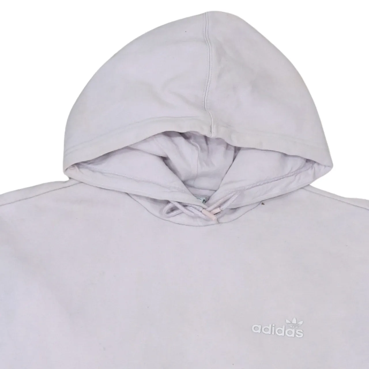 Adidas Light Lilac Hoodie Women's Large Small Logo Front Big Back Logo Pullover Sweatshirt sold by Vintage Club product image thumbnail 3