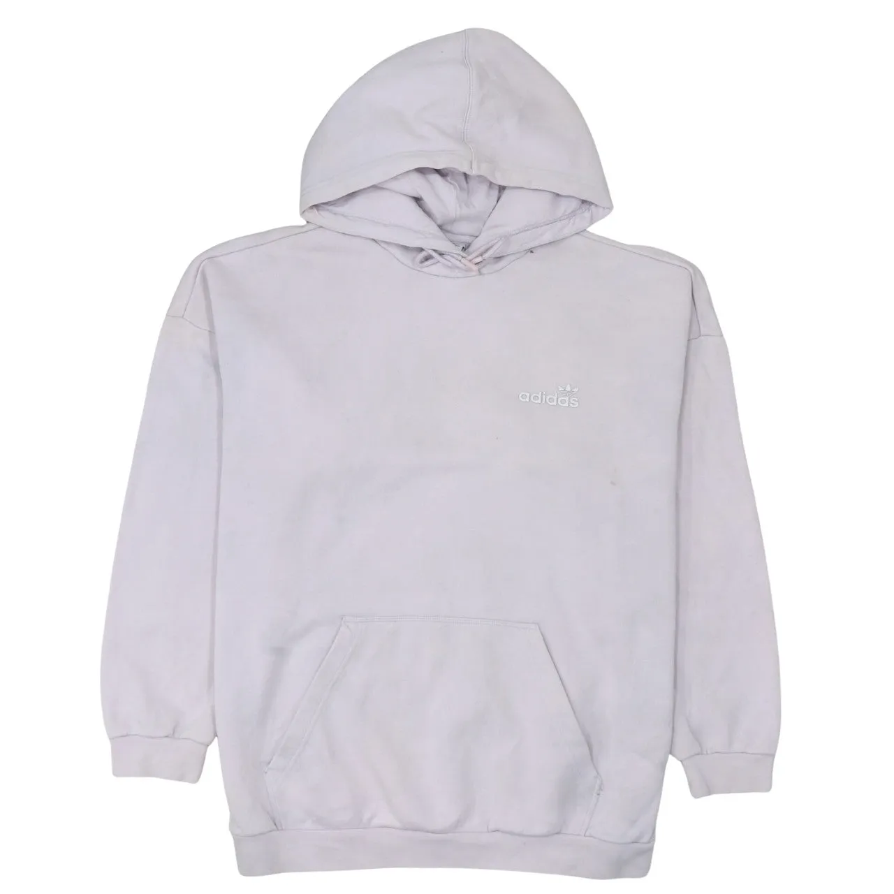 Adidas Light Lilac Hoodie Women's Large Small Logo Front Big Back Logo Pullover Sweatshirt sold by Vintage Club