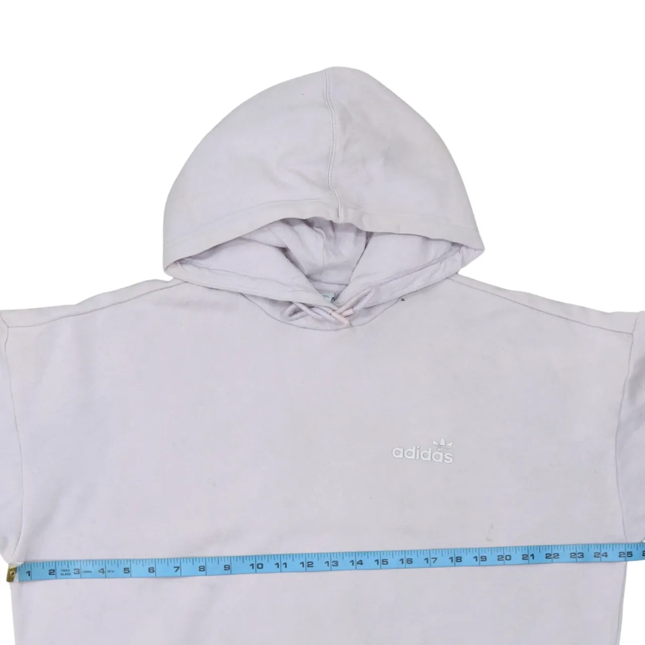 Adidas Light Lilac Hoodie Women's Large Small Logo Front Big Back Logo Pullover Sweatshirt sold by Vintage Club product image thumbnail 5